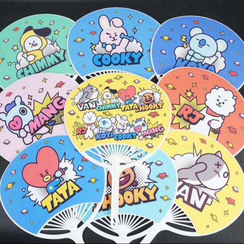 KIPAS TANGAN BTS BT21 BESAR 6PC KERANG GROSIR