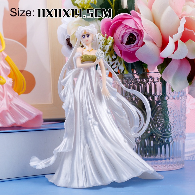 15cm Sailor Moon Tsukino Usagi Gaun Pengantin Tokoh Anime Mainan Boneka Dekorasi Kue