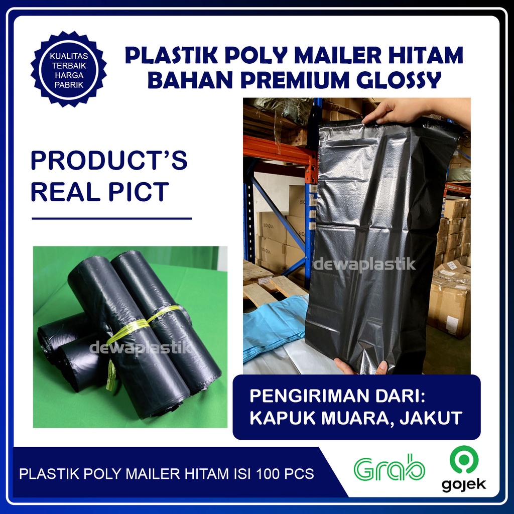 Plastik Packaging Poly Mailer Hitam Glossy 30x50 cm Isi 100pcs Amplop Kemasan Polymailer LDPE 40-45 Micron 30 x 50 cm Plastik Packing Isi 100 Pcs Kantong Plastik Olshop 45 Micron 30 x 50cm