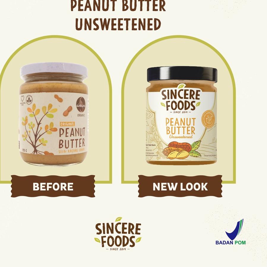 Jual Organic Peanut Butter Unsweetened Sincere Foods / Selai Kacang