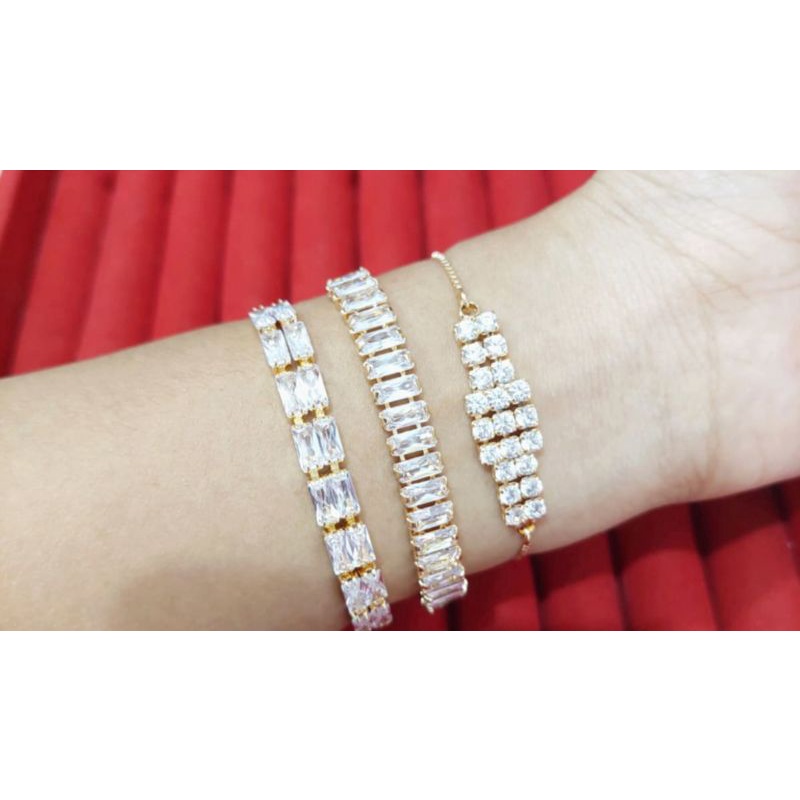 GJ125. Gelang tangan serut xuping dewasa lapis emas dgn mata zircon