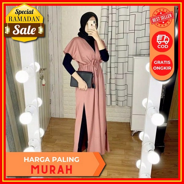 Baju Gamis Wanita Brukat Midi Dress Remaja Dress Cantik Terbaru 2022 2023 Muslim Syari Import Abaya 