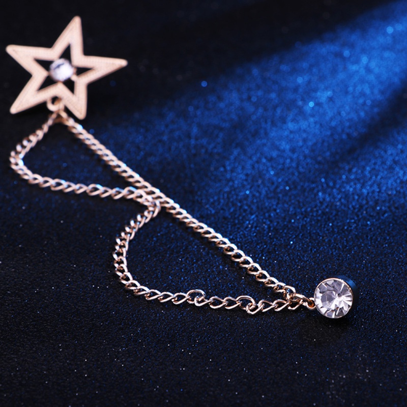 [AIYU] Pentagram Bros Pin Fashion Rumbai Rantai Jas Kemeja Lencana Kerah Lapel Pin Untuk Pria Dan Wanita