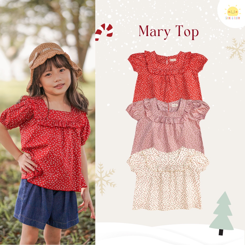 Mary Top 1-4 Tahun Blouse Ruffle Bunga Fashion Anak Perempuan CBKS SNB