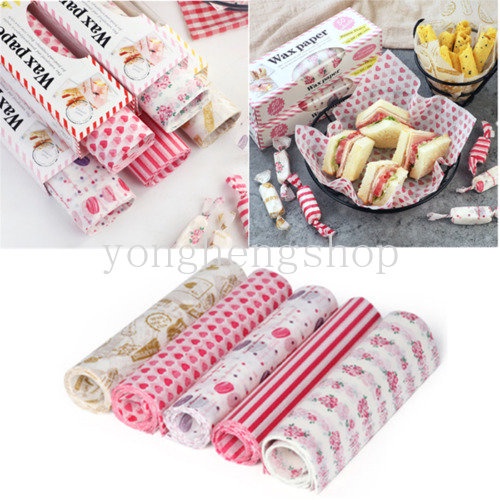 10 / 50 Pcs Kertas Pembungkus Makanan Roti Sandwich Burger Kue Dessert Tahan Minyak