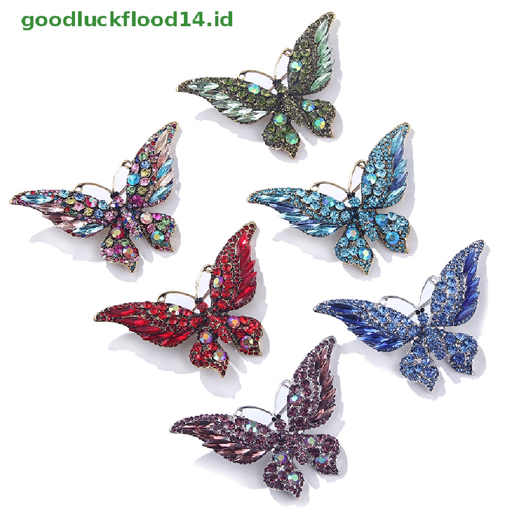 [GOOGFOUR] Fashion Colorful Butterfly Bros Pernikahan Kristal Berlian Imitasi Serangga Broche Mujer Bouquet Jilbab Syal Pin [TOP]