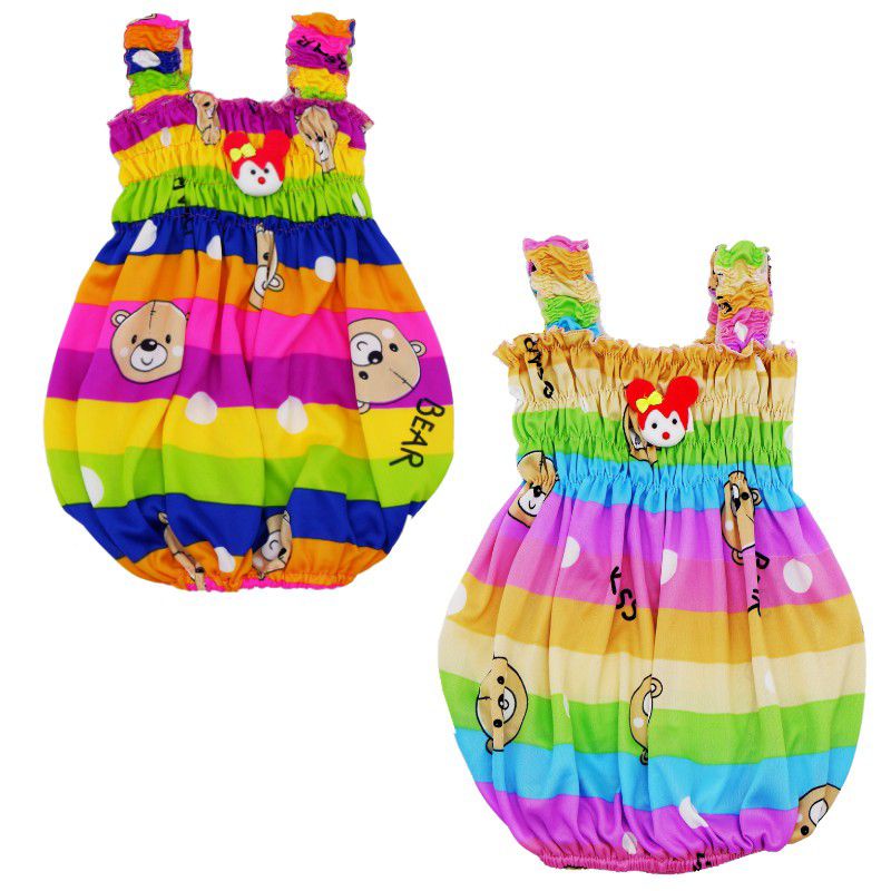 DASTER ANAK PEREMPUAN CANDY BEAR RAINBOW MOTIF SALUR PELANGI WARNA WARNI