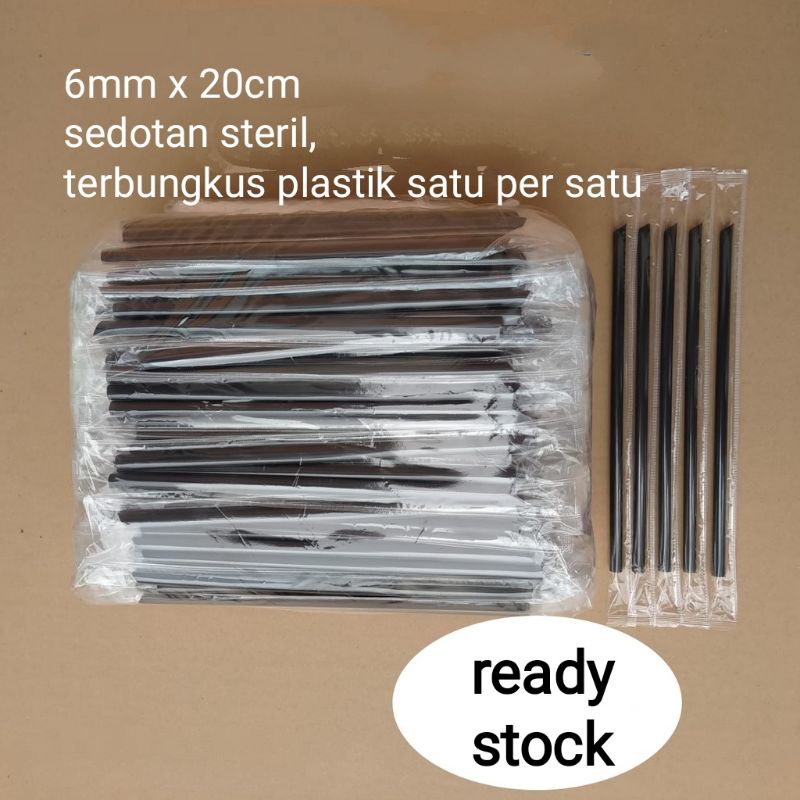 Sedotan Steril 6mm x 20cm Sedotan Bungkus Plastik Murah Ecer Sedotan Higienis