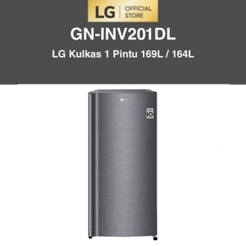 KULKAS 1 PINTU LG GN-INV201DL SMART INVERTER GARANSI RESMI