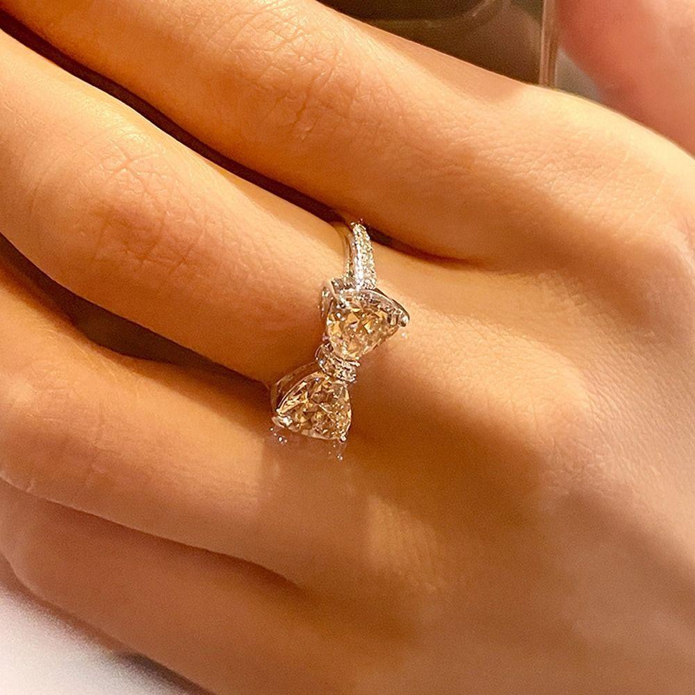 Needway  Wanita Cincin Lucu Menawan Chic Niche Desain Hadiah Gadis Zirkon Warna-Warni Berlian Imitasi Pembukaan Cincin Gaya Korea Ring