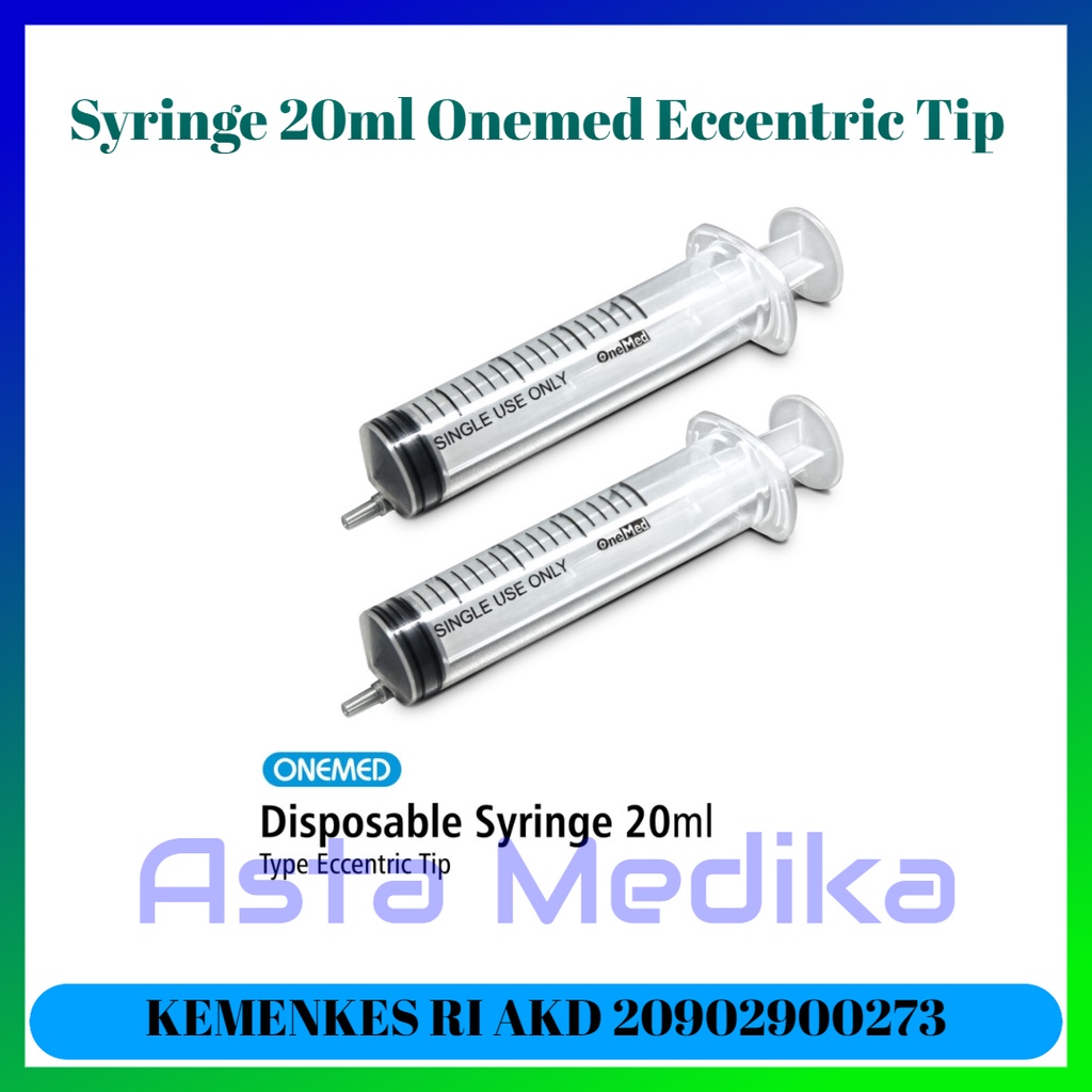 Spuit 20cc Lubang Samping Onemed  Syringe One Med 20ml Eccentric Tip  - Disposable Syringe 20cc Without Needle