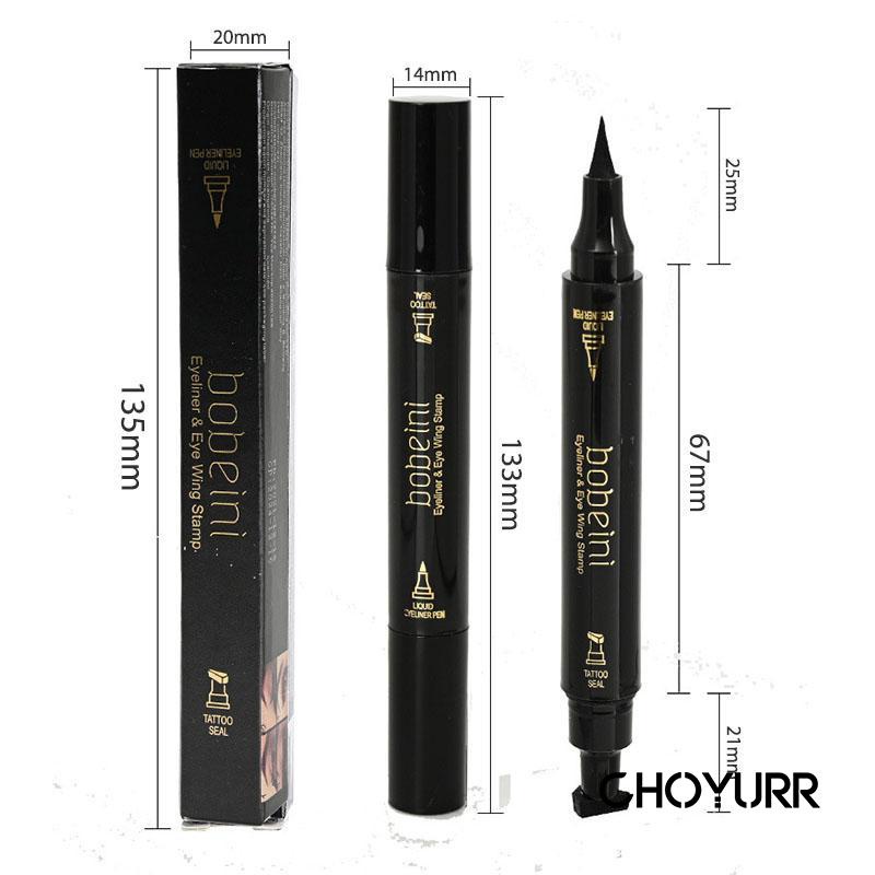 【COD】2 In1 Eyeliner Stamp Wing Eyeliner Liquid Waterproof 12 Jam Tahan Lama Stamp Eyeliner Double Head Black Quick Dry-CH