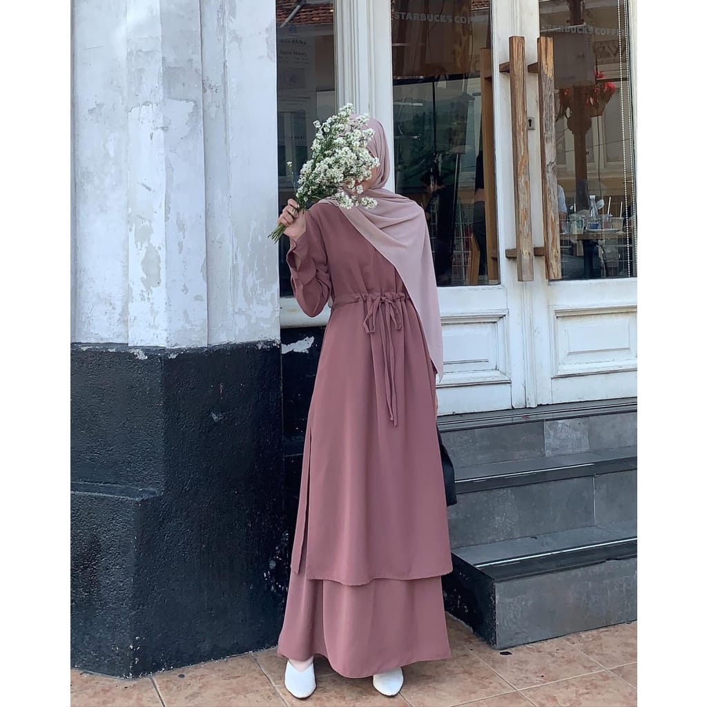 MSB371 One Set Zunaira Flare Skirt Busui Wanita Tunik Set Wolfis