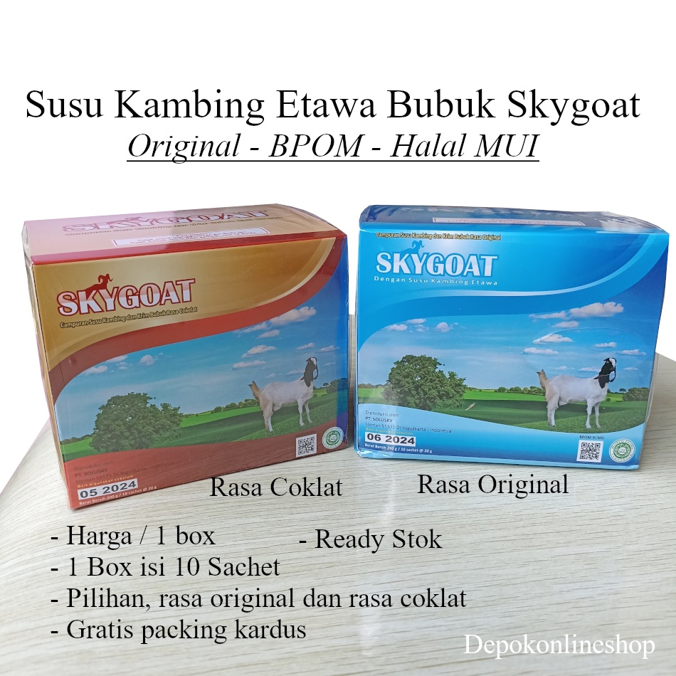 Susu Kambing Etawa Bubuk Original Skygoat 1 Box Isi 10 Sachet Rasa Original atau Coklat BPOM Susu Ettawa Asli