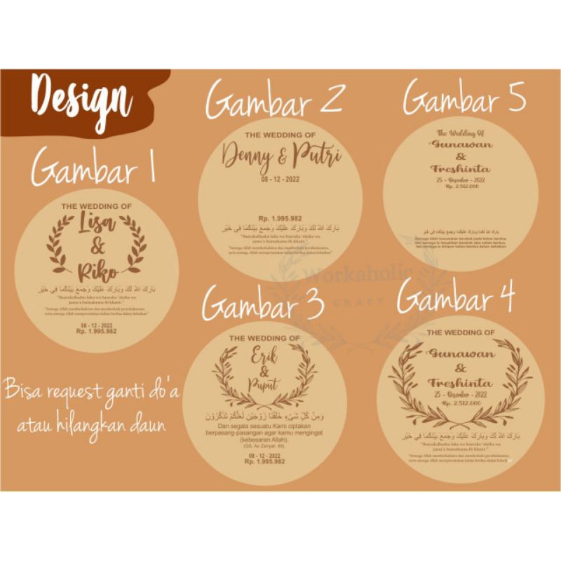 Bisa Reques Tulisan Cutting Plywood Bulat Triplek Aksesoris Mahar