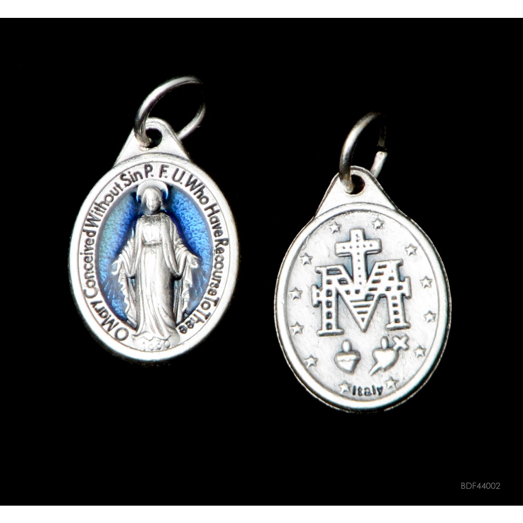 Medali Maria Miracolosa Enamel Biru  Devosi Katolik