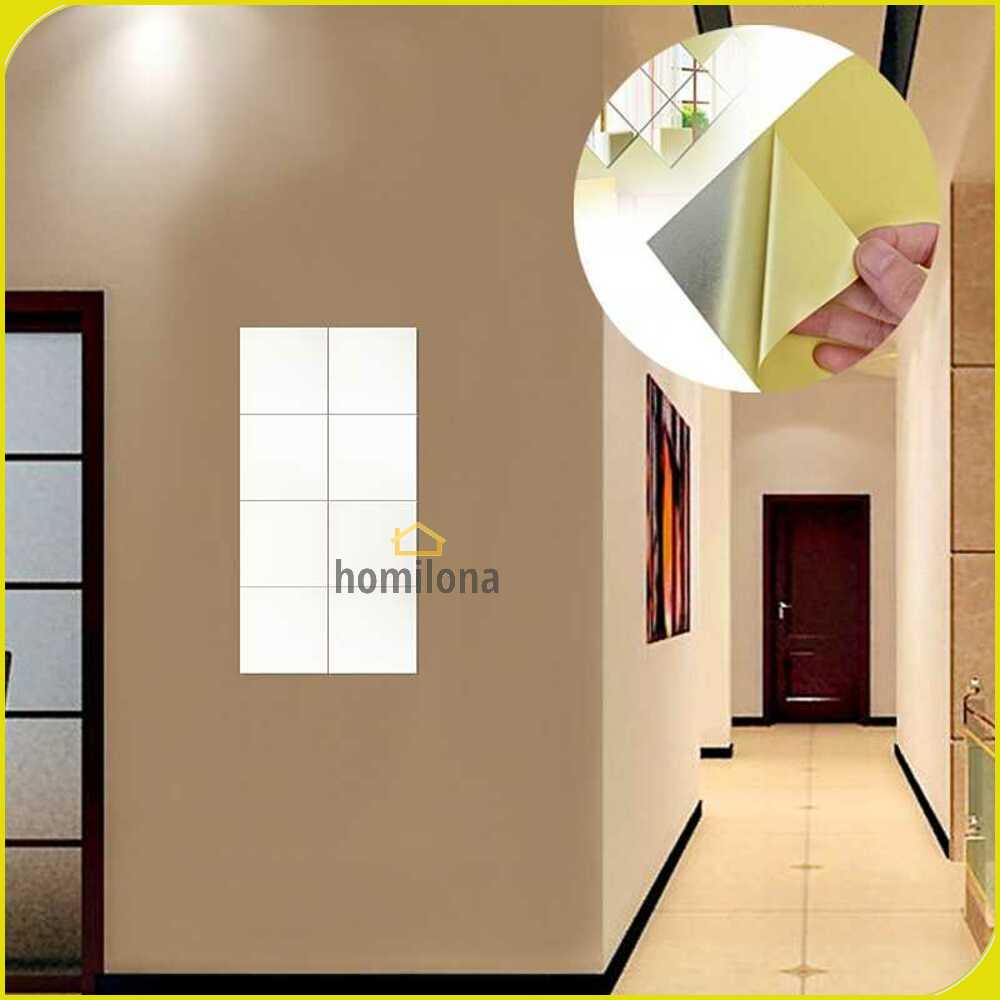 Fender Wall Sticker Dekorasi Dinding 3D Model Square Mirror 9 PCS - Q353