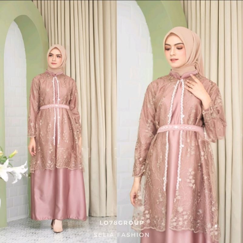 Sartika Dress Aulia 2 in 1 Brokat Premium Dress Brokat Kondangan Dress Tile Dress Kondangan Dress Kondangan Wedding Dress Gamis Brukat Gamis Brokat Jumbo Gamis Bridesmaid Warna Sage