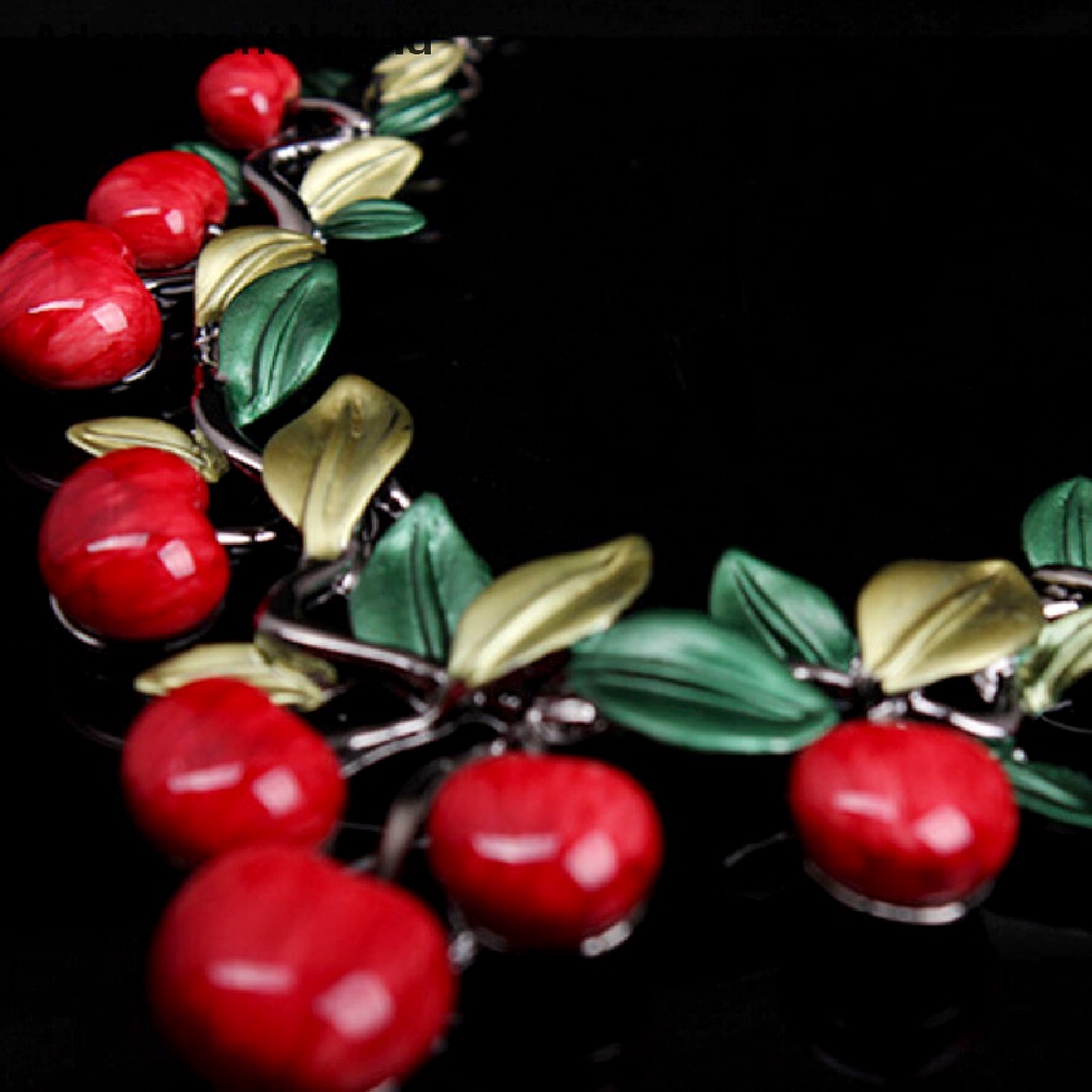 [AdornmentNo1] 1set Kalung Cherry Merah Set Chocker Kalung Anting Weeding Pesta Decor [ID]