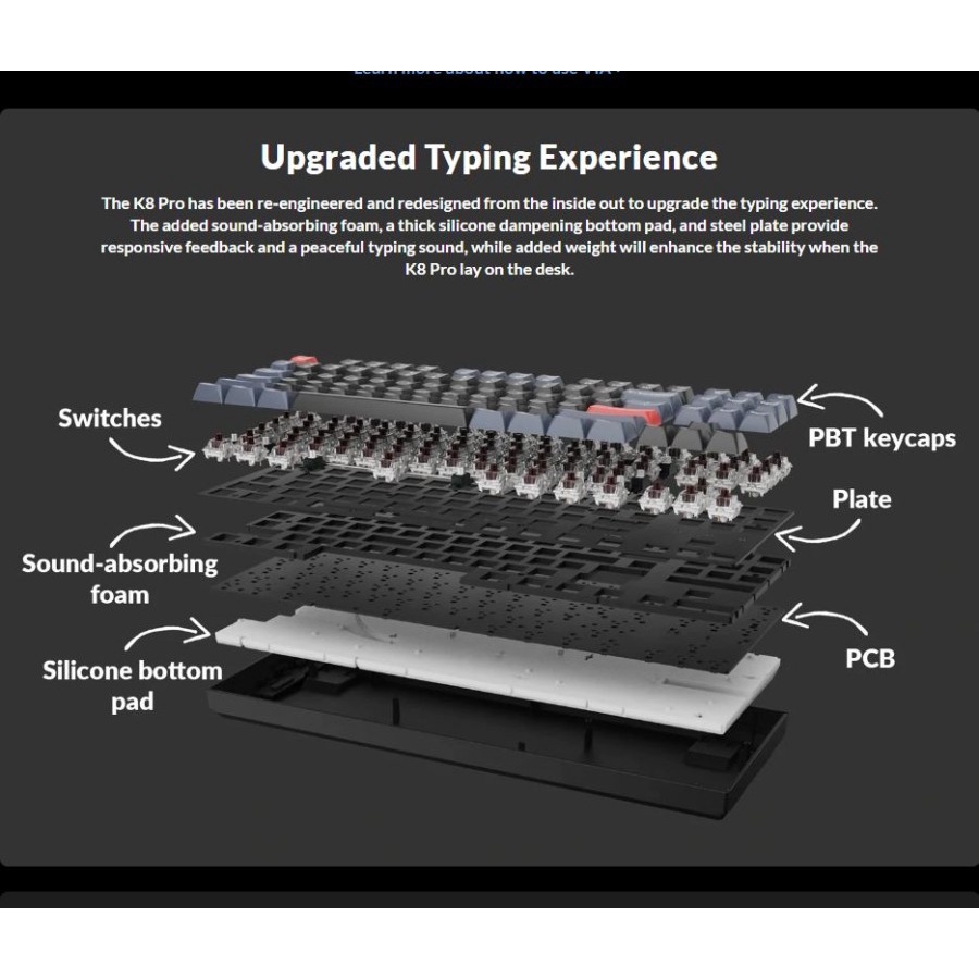 Keychron K8 Pro Fully Assembled Wireless Mechanical Gaming Keyboard