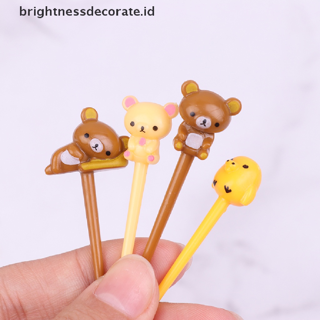 [Birth] 8pcs/set Lucu Kartun Beruang Garpu Buah Anak Snack Dessert Picks Tookpick [ID]