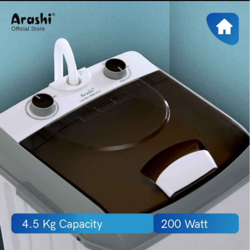 Arashi Laundry AWM 451A / Mesin Cuci Mini Portable 4.5Kg