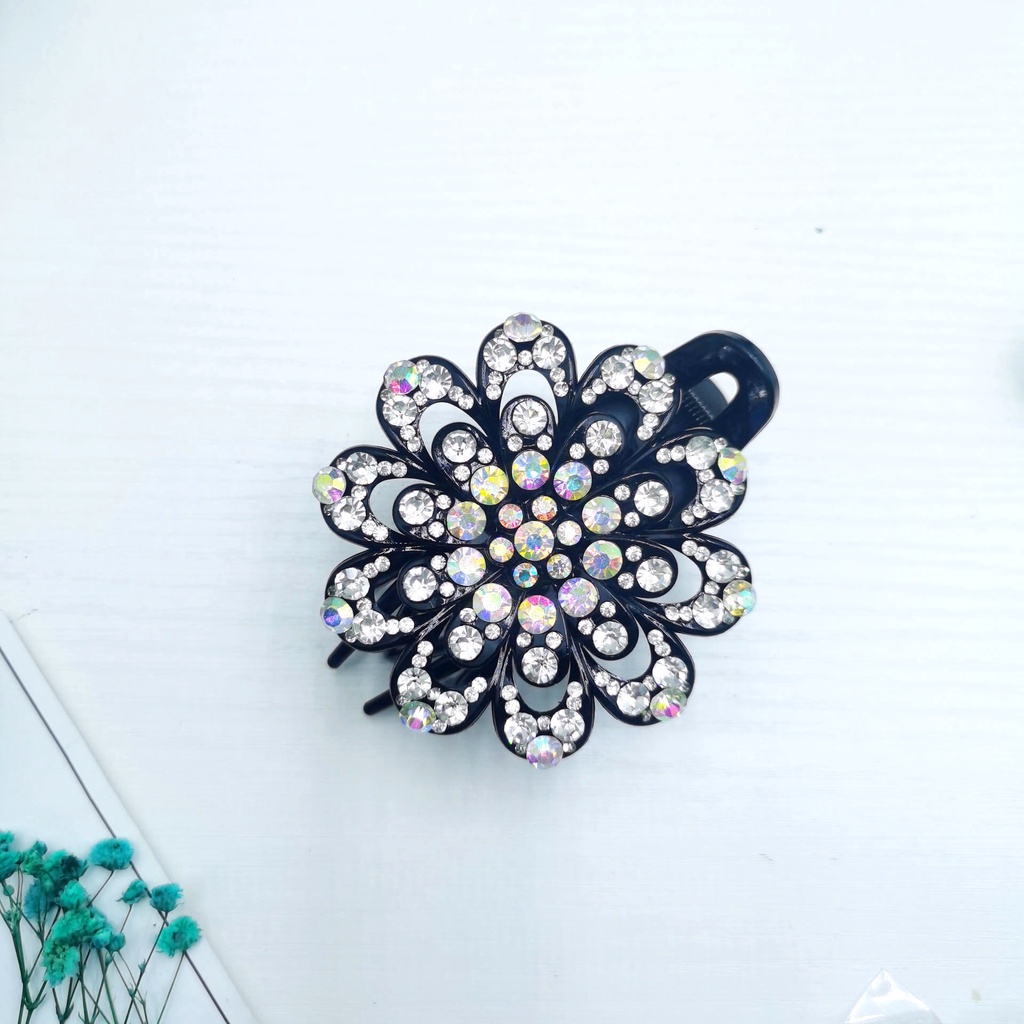 Jepit Rambut Intan zircone  Modern Aksesoris wanita Sanggul Bunga Diamont