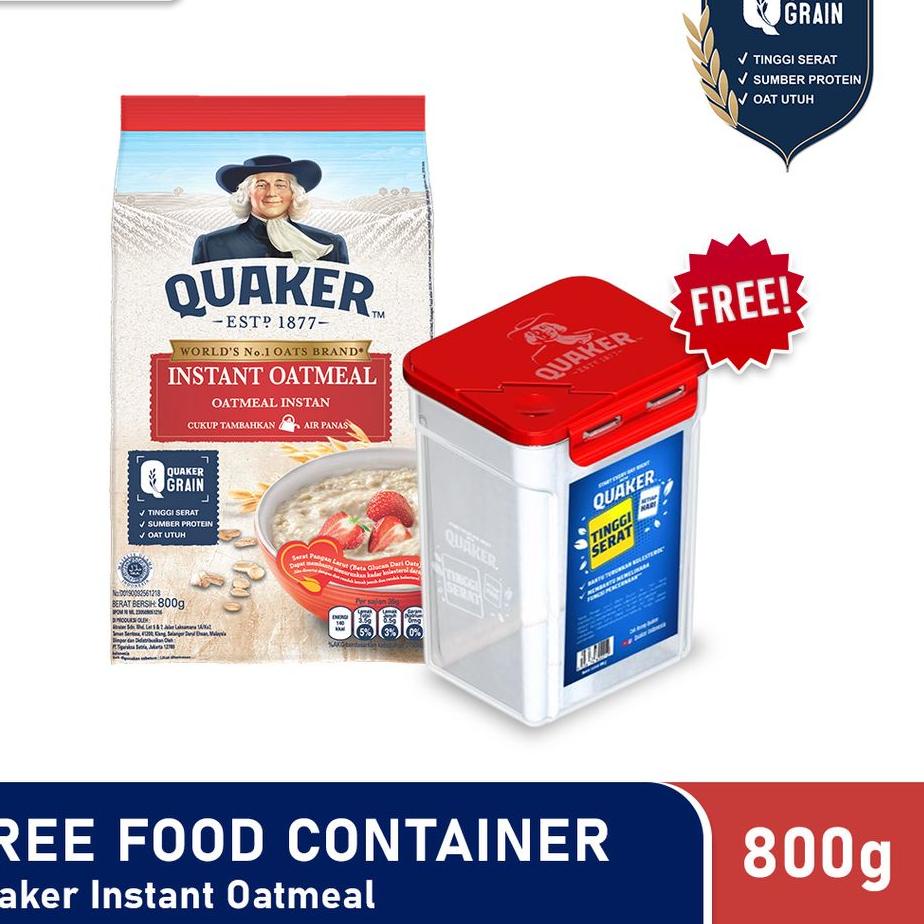 

12.12 Product HOT Quaker Instant Oatmeal 800g + Free Food Container buruan