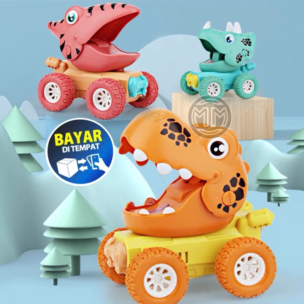 JC Mainan Anak Mobil Dinosaurus Berjalan Cars Series Press Pull Triceratop YI33