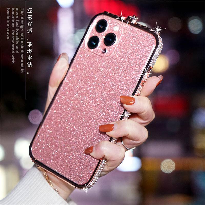 IPHONE Glitter Berlian Bingkai Logam Bling Bumper Case Untuk iPhone14 13 12 11 Pro Max Plus Wanita Cover Untuk iPhone11 iPhone12 iPhone13 iPhone14