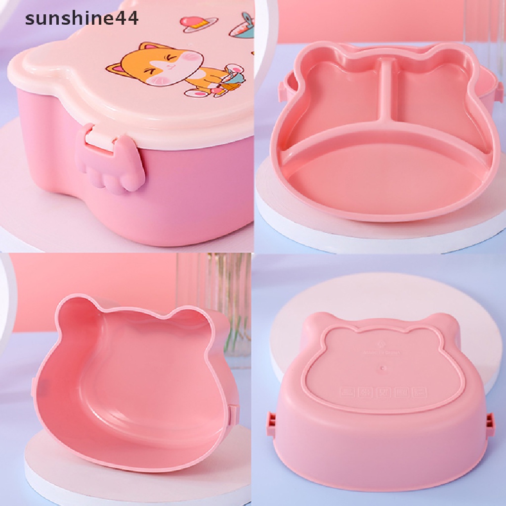 Sunshine Lunch Box 2layer Microwave Sealing Bento Box Wadah Makanan Dengan Peralatan Makan.