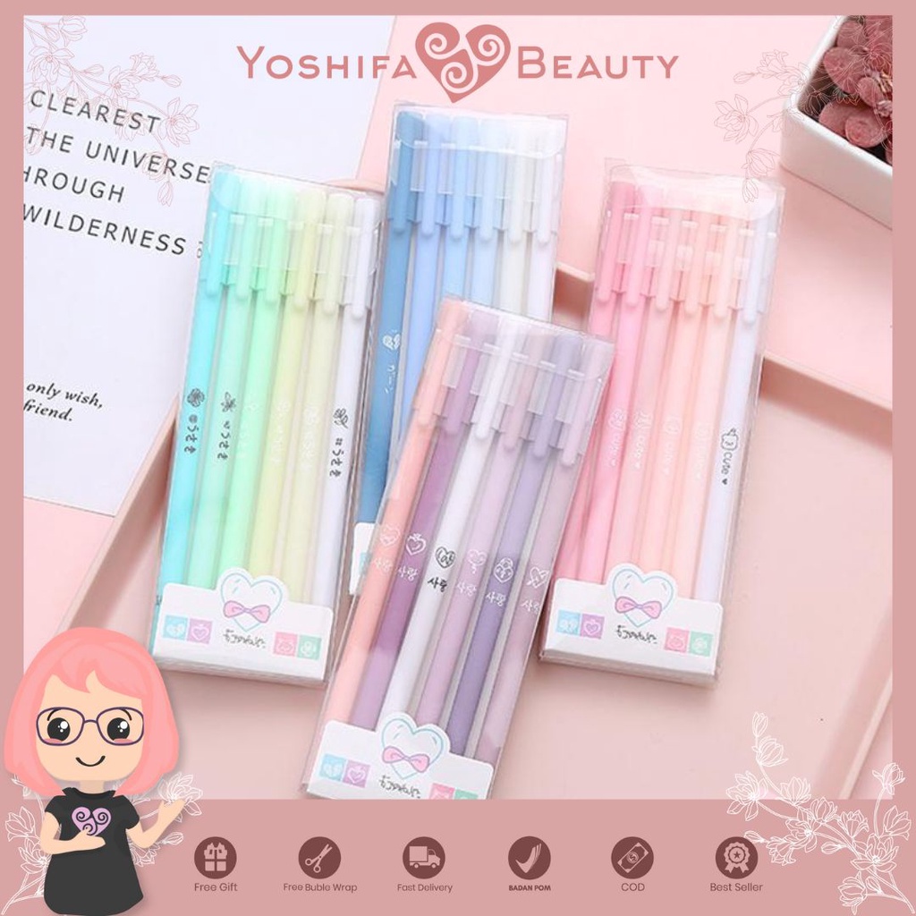 Pulpen Gel Morandi Series Pena Cair Set 6 Pcs