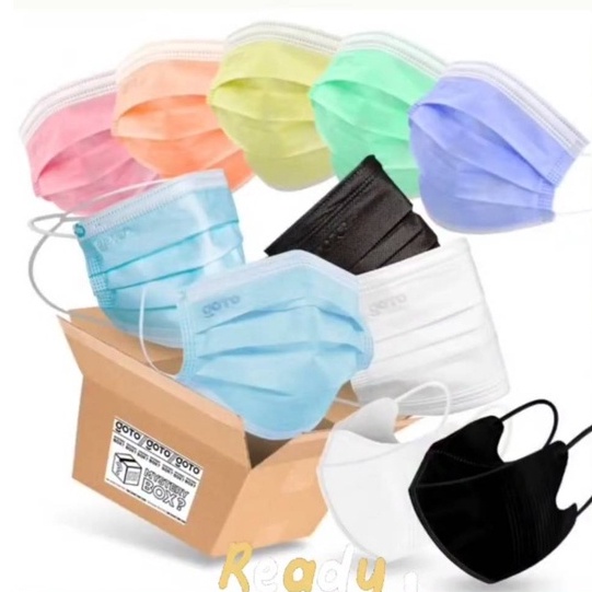 Face Mask 3ply Disposable Mask isi 50pcs EARLOOP- Masker Non Medis