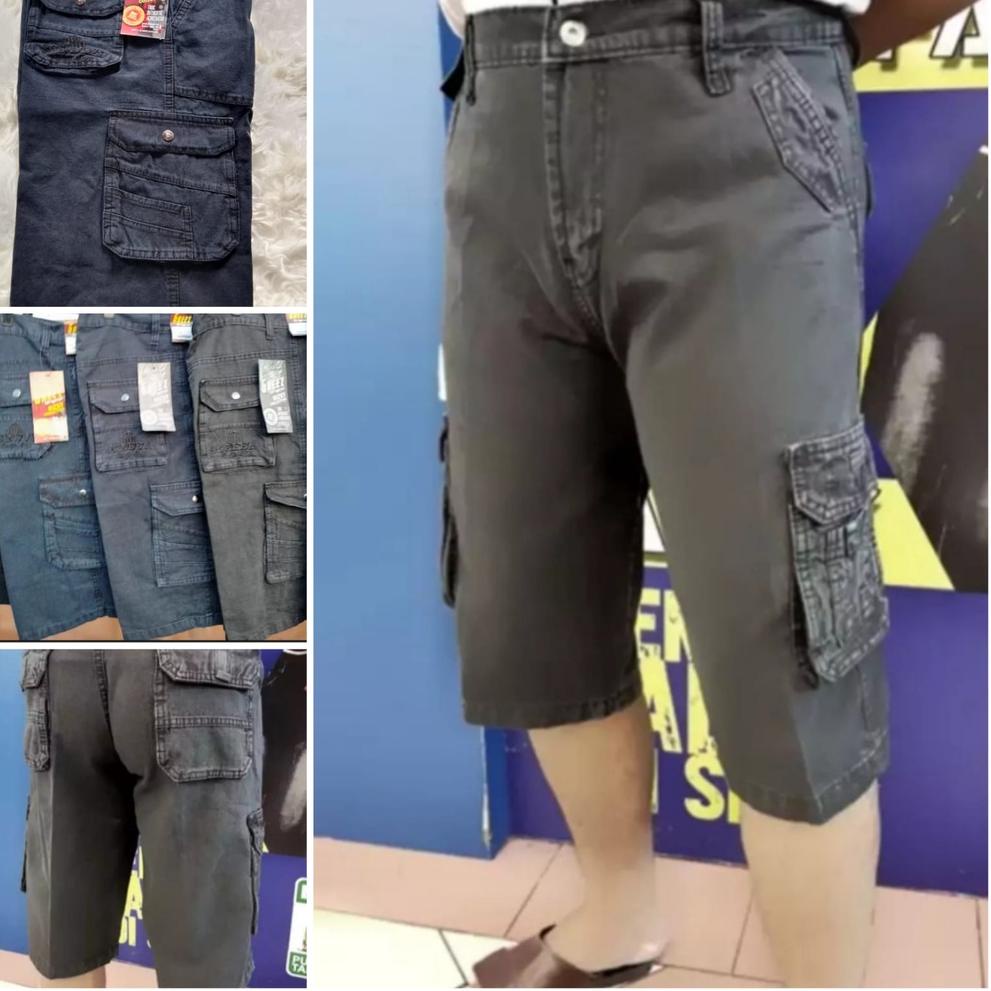 [COD] Celana Pendek Cargo Pria  Bawah Lutut bahan Denim Jeans Celana Cargo gunung bahan levis celana