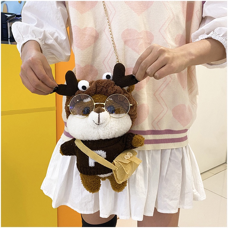 cod☜☞ready Tas boneka free kacamata bando selempang wanita Iucu Fashion Motif Kartun Karakter Hewan Beruang Anak &amp; Dewasa lagilaku