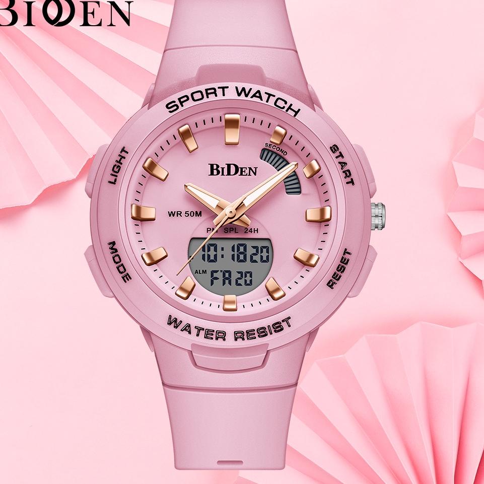 TV.20Ja23d • BIDEN Jam Tangan Wanita Santai Olahraga Korea Style Digital Tahan Air Tali Silikon Jam 