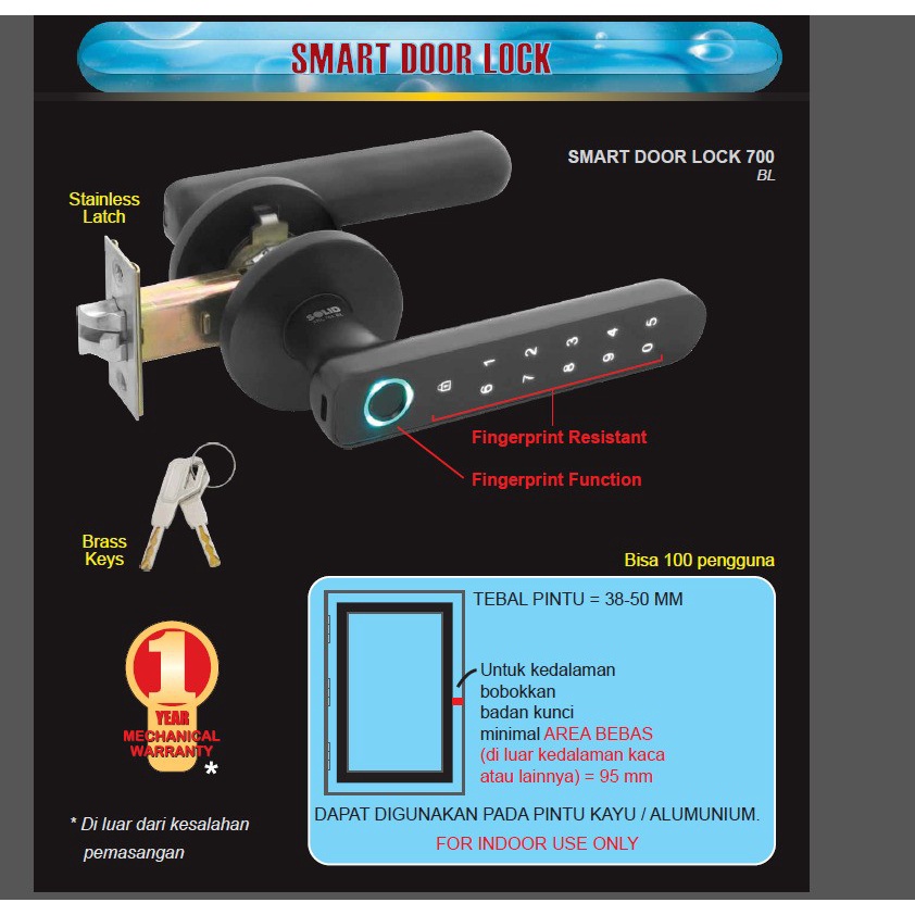 SMART DOOR LOCK SOLID HANDLE KUCI OTOMATIS SOLID