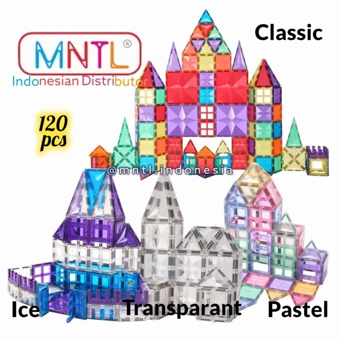 MNTL Magnetic Tiles 120 pcs Mainan Edukasi Anak