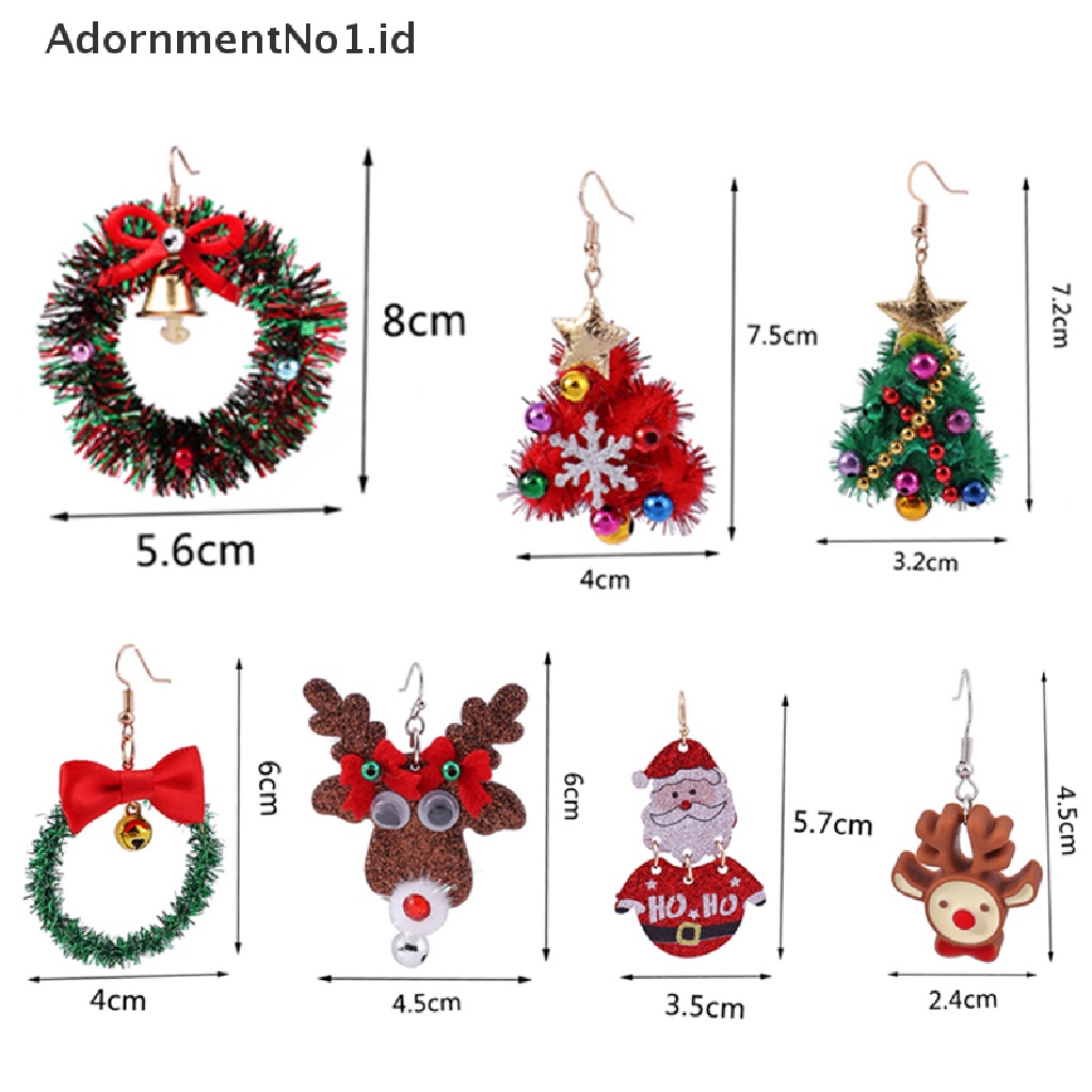 [AdornmentNo1] 1pasang Merry Christmas Anting Fashion Pohon Natal Rusa Santa Drop Anting Hadiah Perhiasan Tahun Baru [ID]