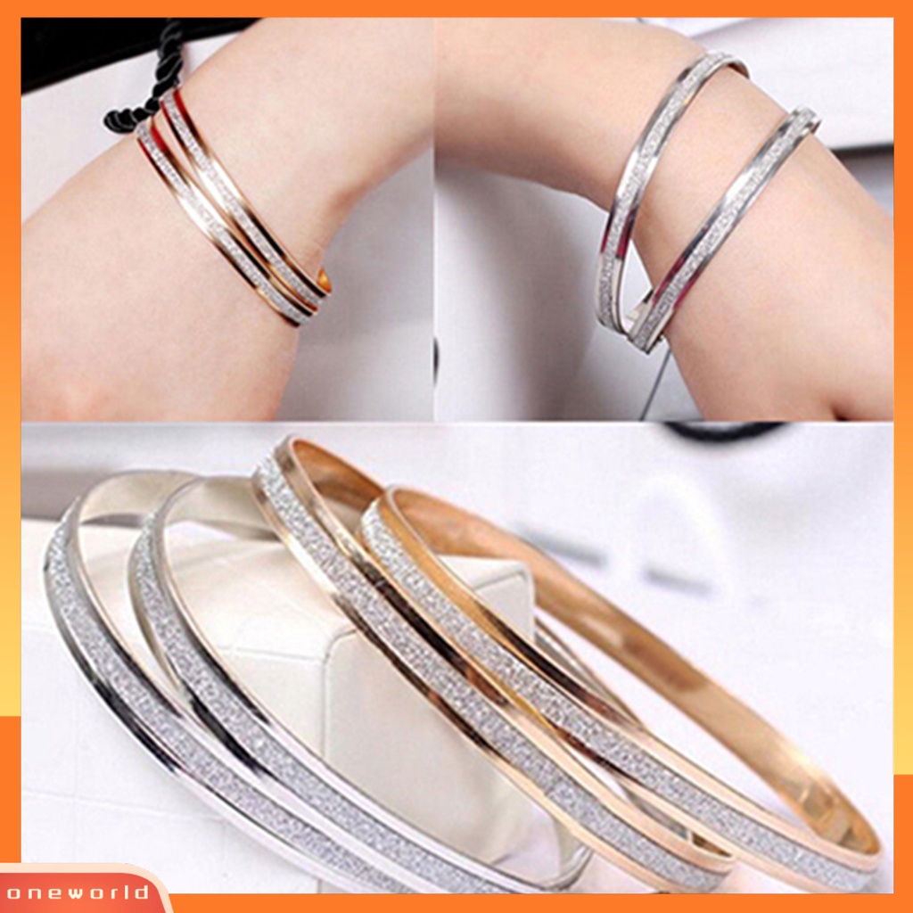 {oneworld} Bangle Exquisite Fadeless Wanita Sederhana Tengah Frosted Lingkaran Gelang Untuk Pesta Pacaran