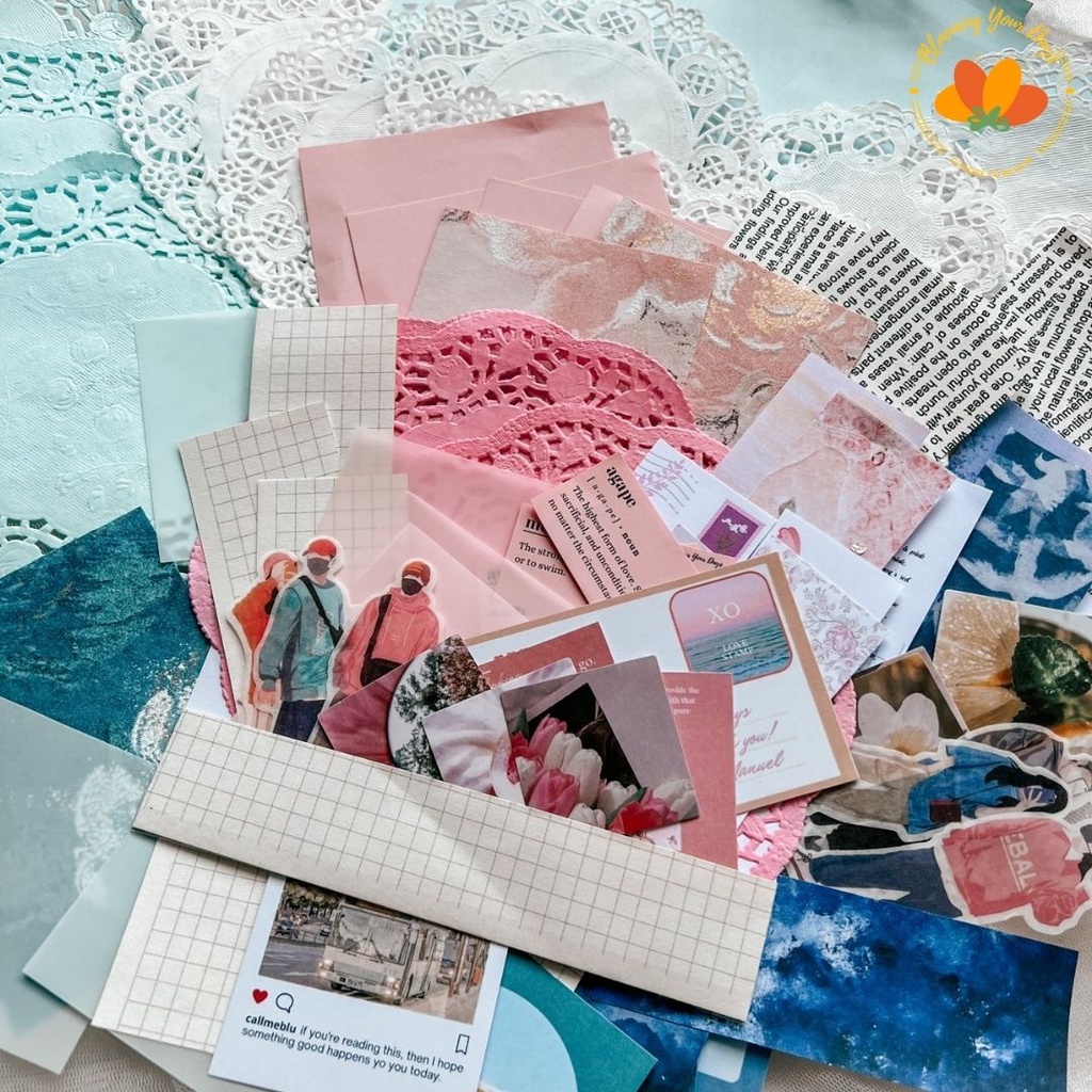 

42pcs Journal Kit Pastel Cute Aesthetic Scrapbook Journaling Diary dekorasi catatan