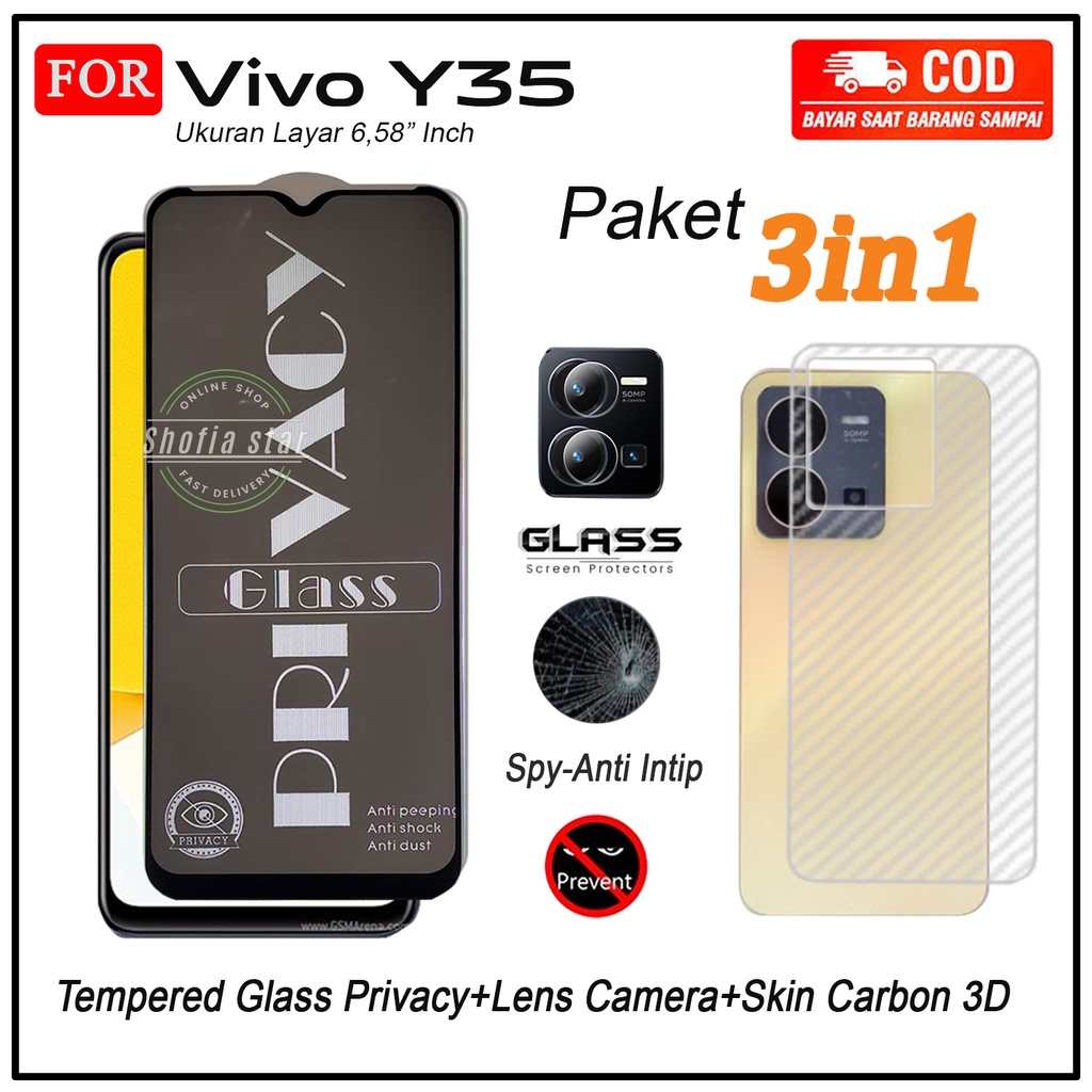 Promo 3in1 Tempered Glass AG Matte Vivo Y35 Y22 Y02t Y53s Y02 2022 Anti Gores Kaca Full Layar