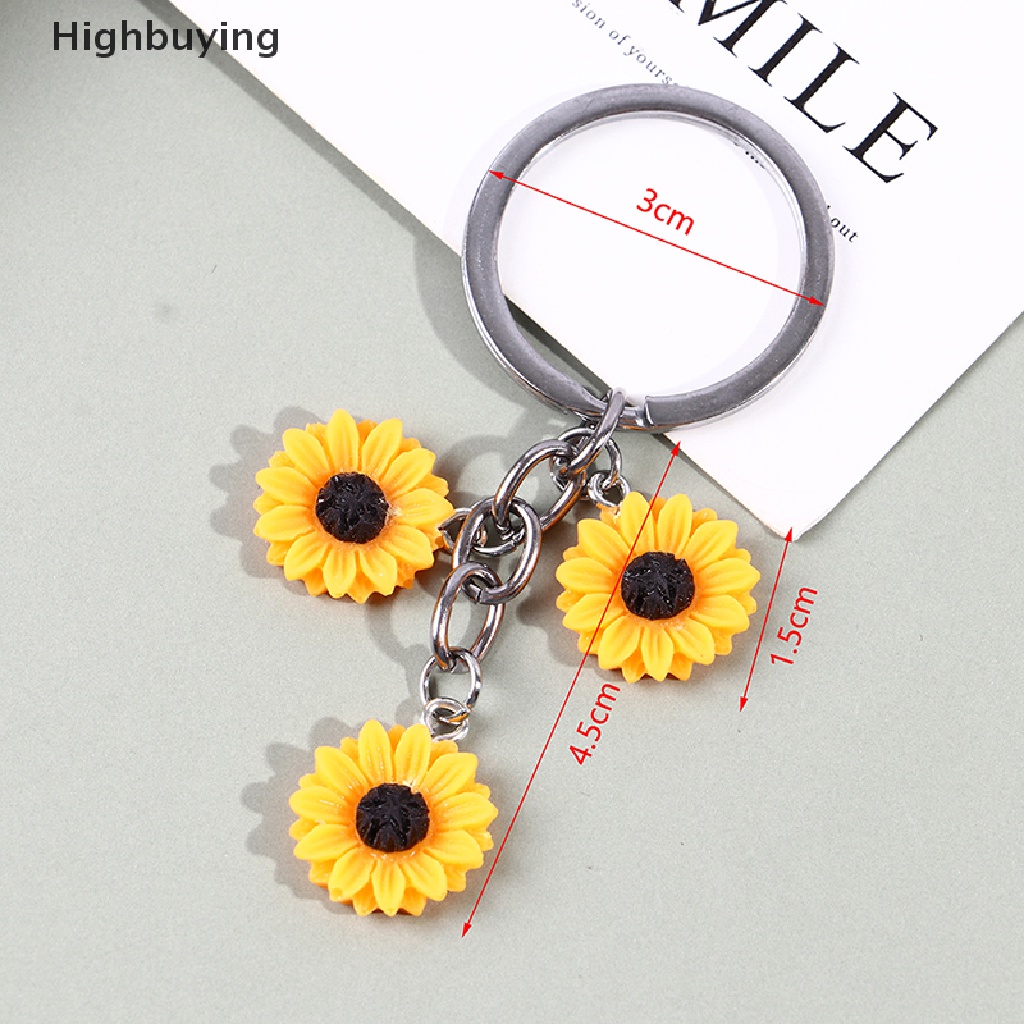 Hbid Lucu Resin Bunga Daisy Gantungan Kunci Sun Flowers Keying Bag Pendant Hadiah Sahabat Glory