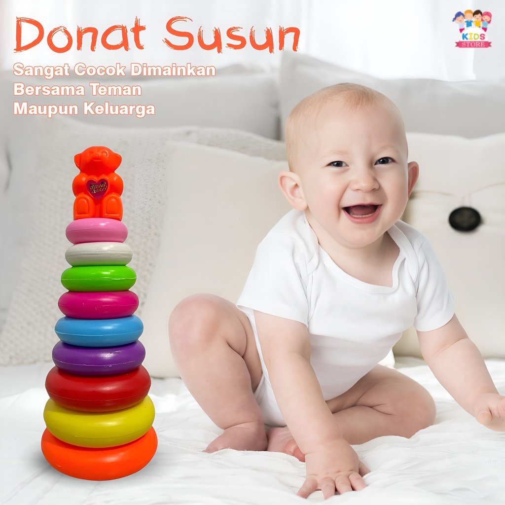 Ring Donat Jumbo | Mainan Susun Donat | Mainan Edukatif Bayi | Mainan Edukasi Anak 1-2-3 Tahun Laki Laki | Hadiah Ulang Tahun Anak Perempuan