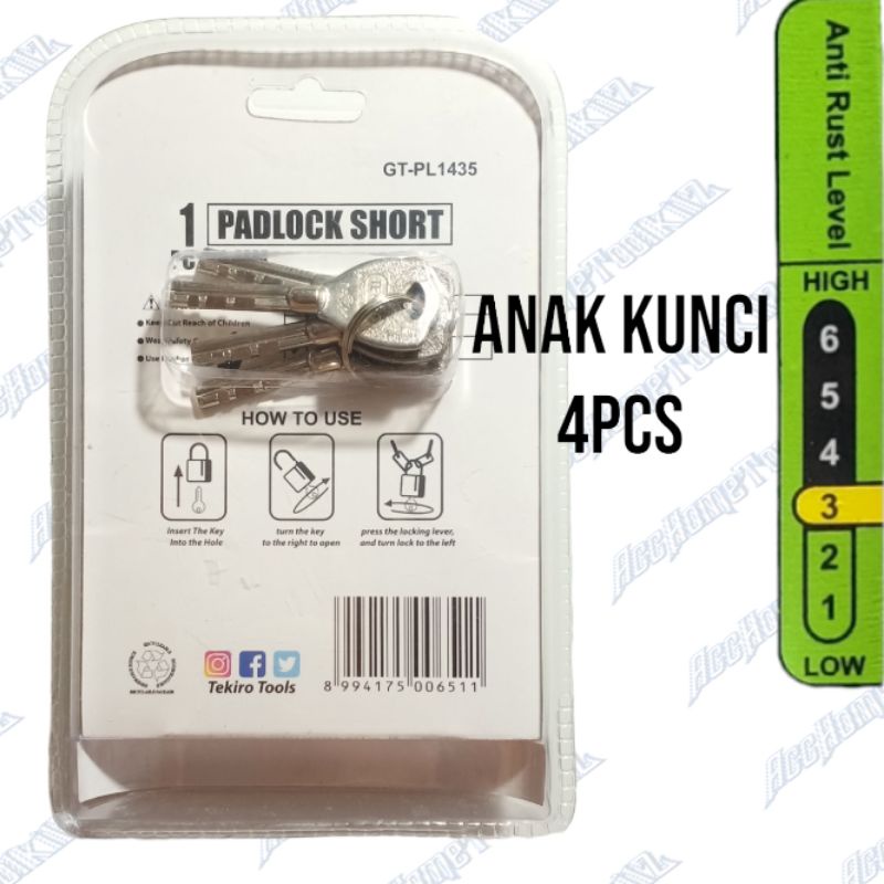 TEKIRO Gembok kotak 40mm Leher Pendek Padlock Kuat PDK Anti Rust Maling ORI