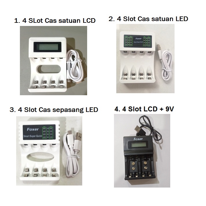 Charger Cas Baterai Battery AA A2 AAA A3 dan 9V