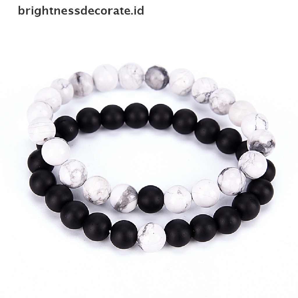 [Birth] Fashion 2Pcs Pasangan His &amp; Hers Distance Bracelet Lava Bead Matching YinYang Lovers Gift [ID]