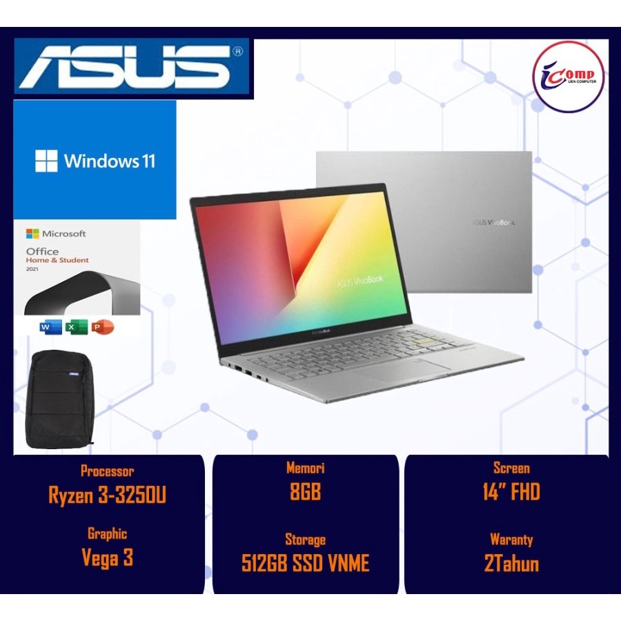 ASUS M415DAO-FHD352 / RYZEN 3-3250U / RAM 8GB / 512GB