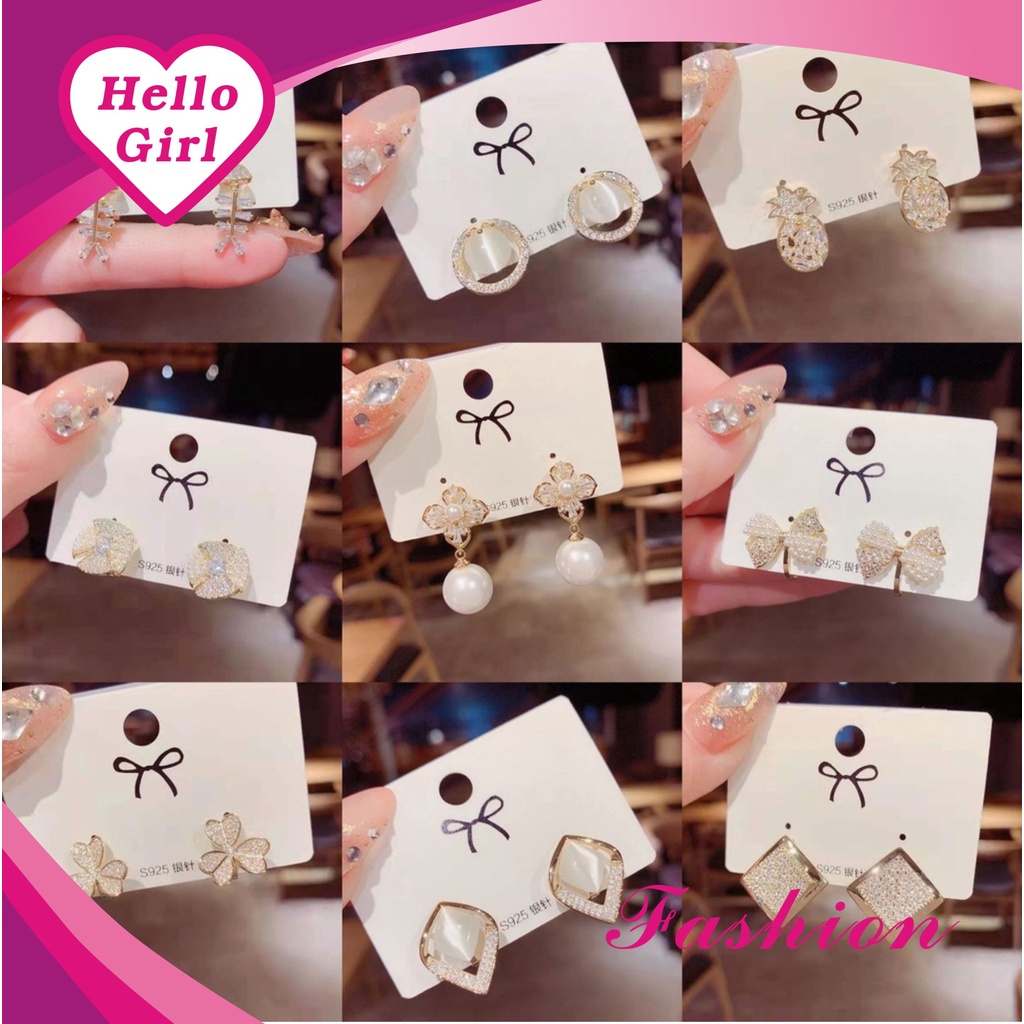 (Hello Girl)E11 Anting Mutiara Fashion Wanita Mutiara Putih Kecil Panjang Stud Earrings Import