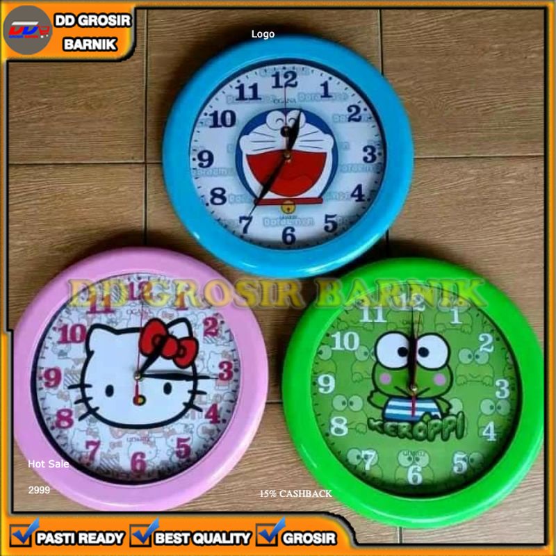 [DGB] JAM DINDING ANALOG KARAKTER ANAK UNIK DORAEMON HELLO KITTY KEROPPY KEROPPI